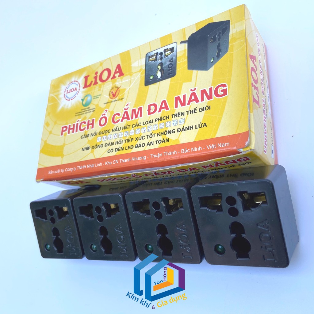 Phích ổ cắm đa năng Lioa chuyển 3 chấu thành 2 chấu 15A/220V Chân Tròn