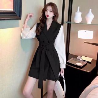 VÁY SƠ MI CỔ VEST ĐAI EO ( ẢNH THẬT CUỐI )