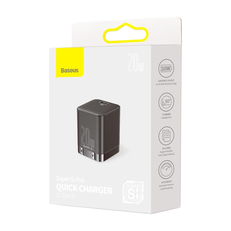 Bộ Củ Sạc Nhanh USB C Baseus Super Si chuẩn PD 20W Cho Iphone 13, iphone 12 Promax, Sạc Nhanh QC3.0 Cho Xiaomi, Samsung