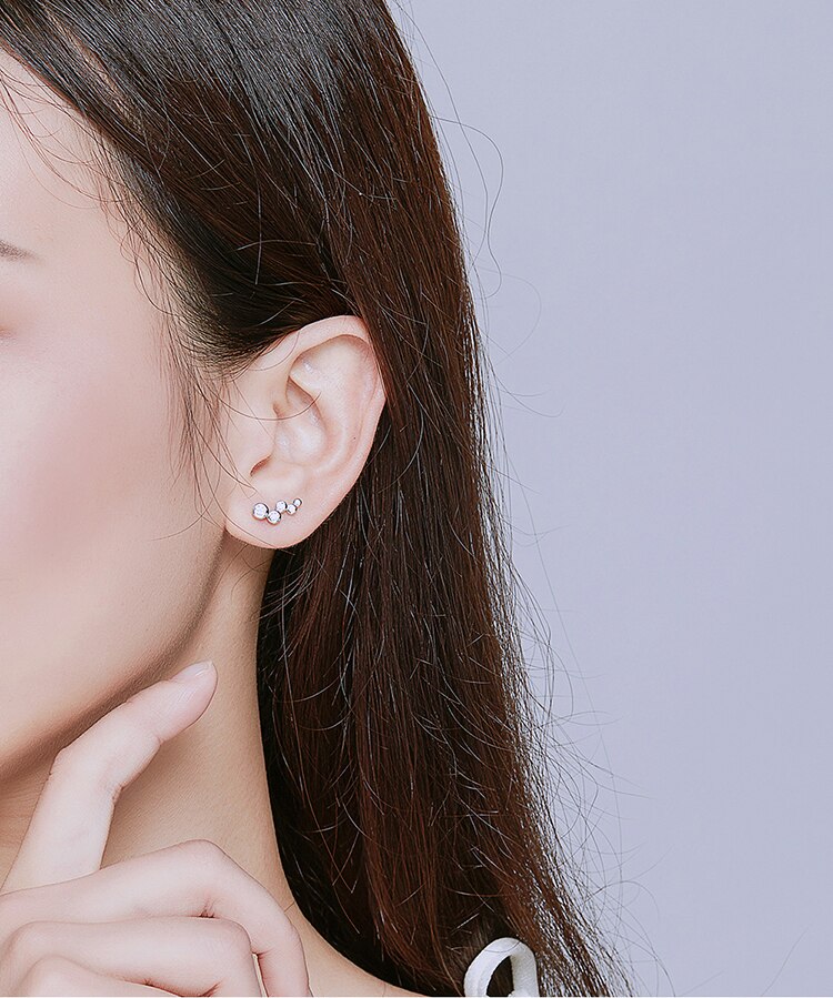 Đôi Bông Tai BAMOER BSE235 Bạc 925 Hình Bong Bóng Hình Học Đơn Giản Dành Cho Nữ