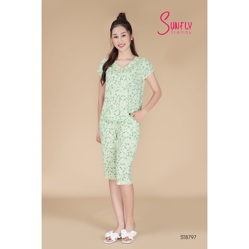 BỘ PIJAMAS LANH ÁO CỘC QUẦN NGỐ ST8797
