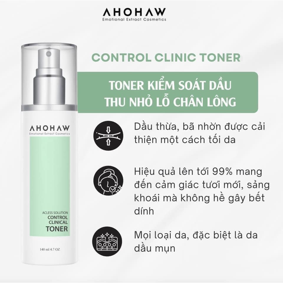 TONNER CÂN BẰNG KIỂM DẦU AHOHAW CONTROL CLINICAL TONER 140ML CHÍNH HÃNG - 11169