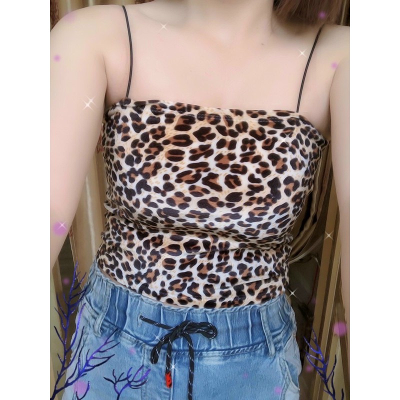 Áo 2 dây croptop da beo