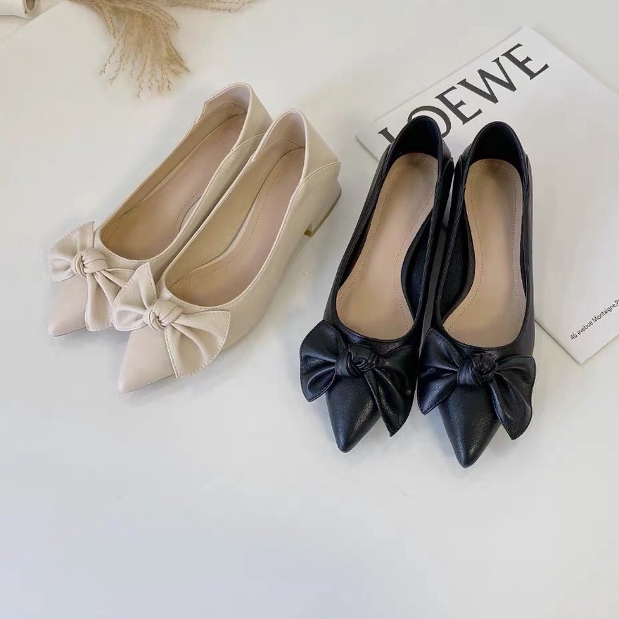 Giày Búp Bê Nữ Nơ To Mũi Nhọn Xinh Xắn A82