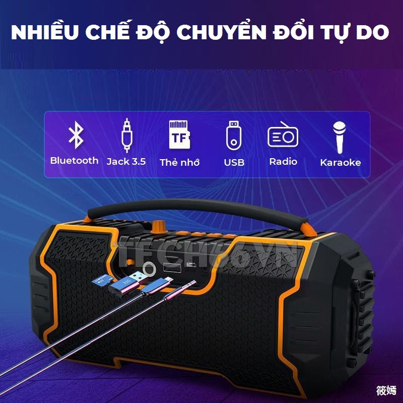 Loa bluetooth karaoke kèm micro có dây HT-M10 Bass mạnh Siêu Trầm công suất lớn