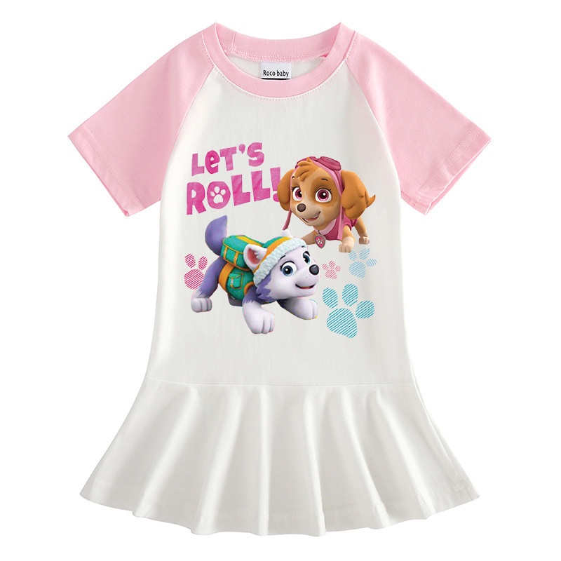 Đầm Tay Ngắn In Hoạt Hình PAW Patrol Phối Màu Dễ Thương Cho Bé Gái