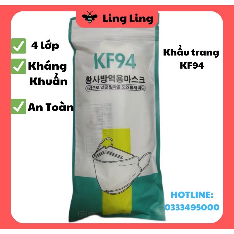 Combo 10 Khẩu Trang 4 Lớp Kháng Khuẩn KF94 Dành Cho Người Lớn Đủ Tiêu Chuẩn Xuất Khẩu