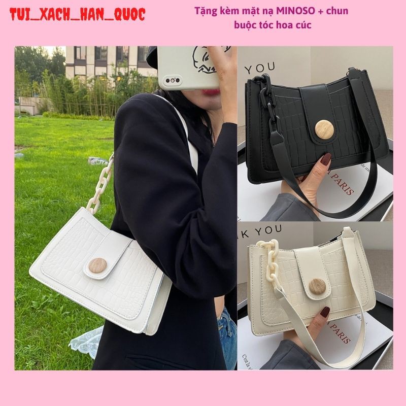 Túi Đeo Chéo Nữ ♥️XẢ KHO♥️ Túi Đeo Vai, Xách Tay Nữ Có Cúc Gập Phối Xích Màu HQ 04