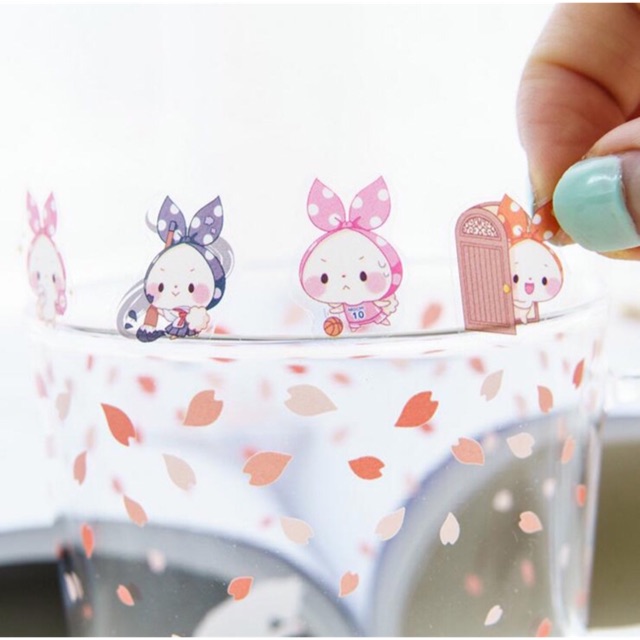 Bộ sticker 6 tấm thỏ quàng khăn