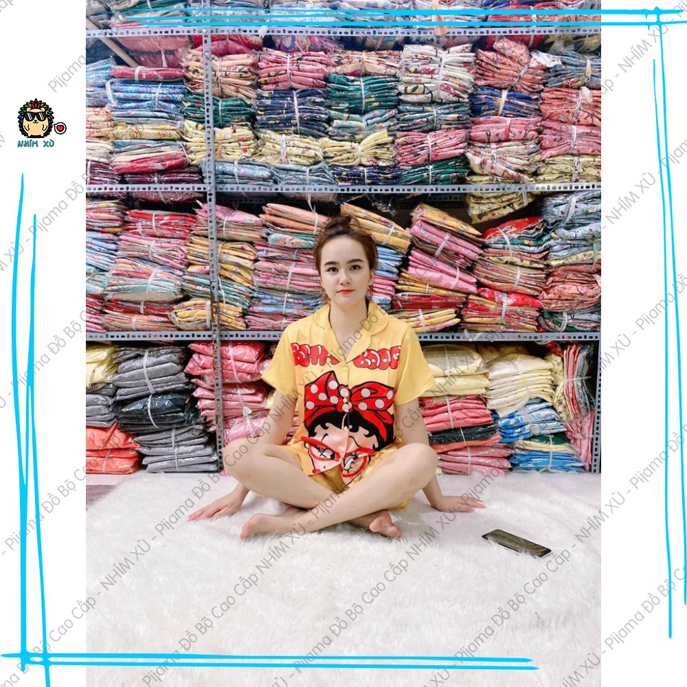 Đồ Bộ Ngủ Pijama Mặc Nhà Quần Đùi Áo Ngắn Tay Vải Satin Cao Cấp Betty Boop | BigBuy360 - bigbuy360.vn