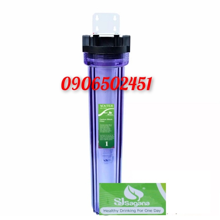 Bộ lọc nước sinh hoạt , bộ lọc thô gia đình ly đơn 20 inch (Xanh dương) đã gôm lõi ren 27