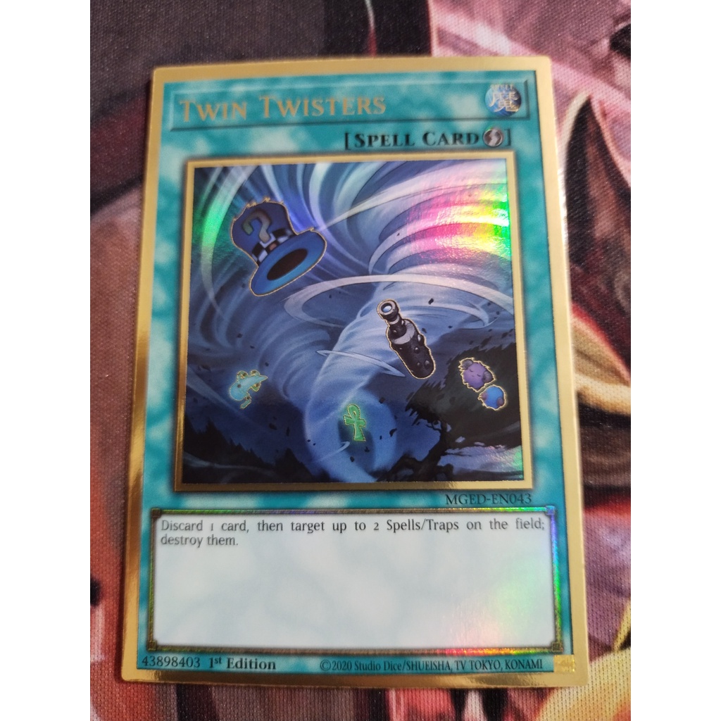 Thẻ trò chơi Yugioh chính hãng Konami UK Twin Twisters - MGED-EN043 - Premium Gold Rare