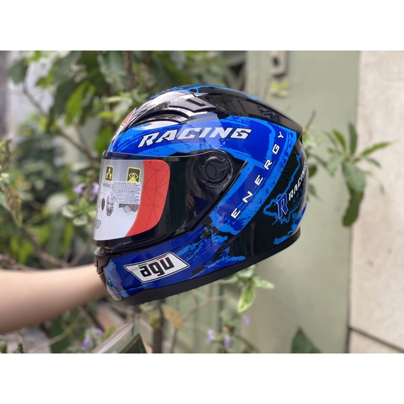 Mũ Bảo Hiểm Fullface AGU Racing Đủ Màu (Sừng + Đuôi) , Tặng túi đựng nón , Bảo hành 12 tháng