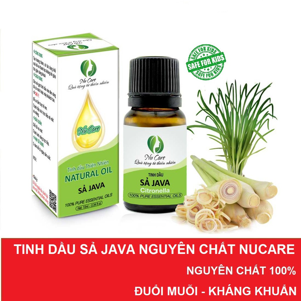 Tinh Dầu Sả Java Nguyên Chất 10ml NuCare Giúp Đuổi Muỗi, Kiến, Côn Trùng, Xông Phòng, Ngừa Cảm Cúm