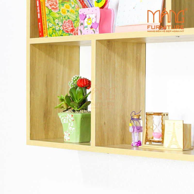 Kệ sách treo tường gỗ đa năng nhiều ngăn trang trí mẫu ks06
