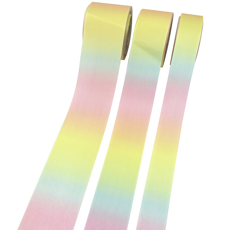 Cuộn dây ruy băng trang trí 25 / 38mm màu cầu vồng dài 10m