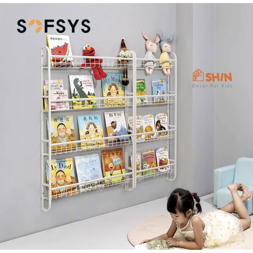Kệ sách áp tường bằng sắt cho bé