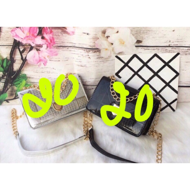 Combo túi dior bạc kèm chùm