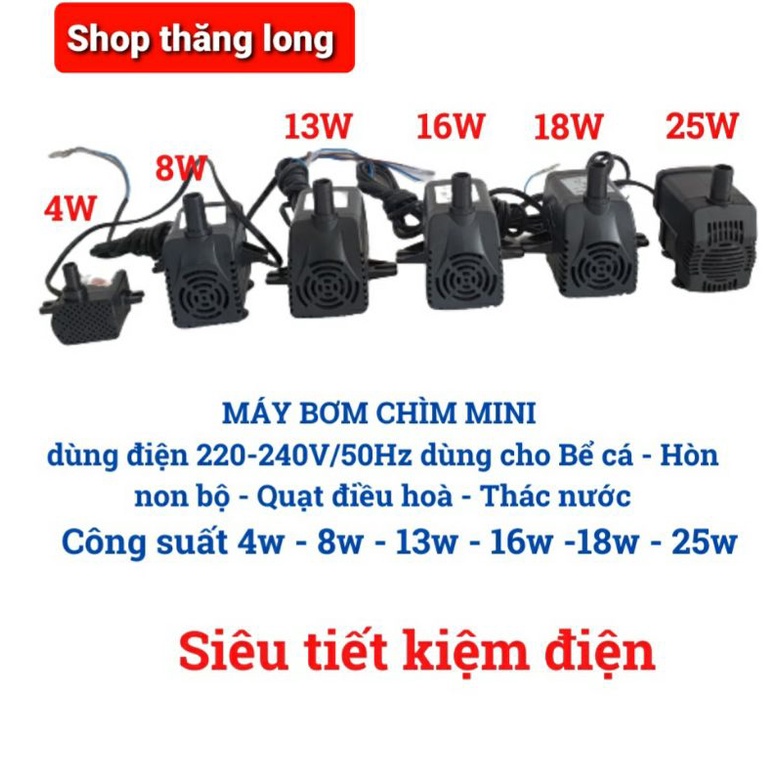 Bơm nước quạt điều hòa 4w,8w,13w,16w,18w,25w,30w/220V - máy bơm nước bể cá,hòn non bộ