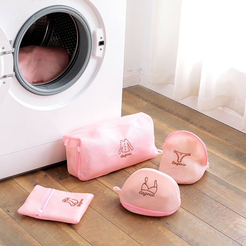 Túi Lưới Giặt Đồ Lót/Vớ Chất Liệu Sợi Polyester Bền Có Dây Kéo 4 Kiểu Dáng