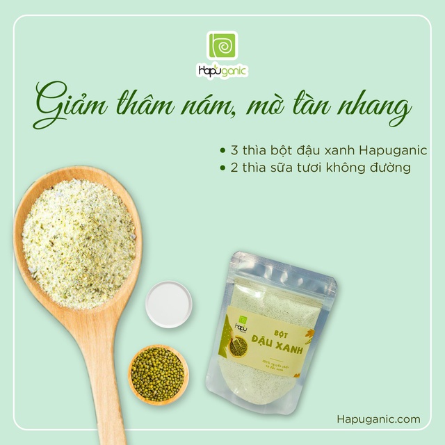 Bột Đậu Xanh Nguyên Chất Hapu Organic sáng da