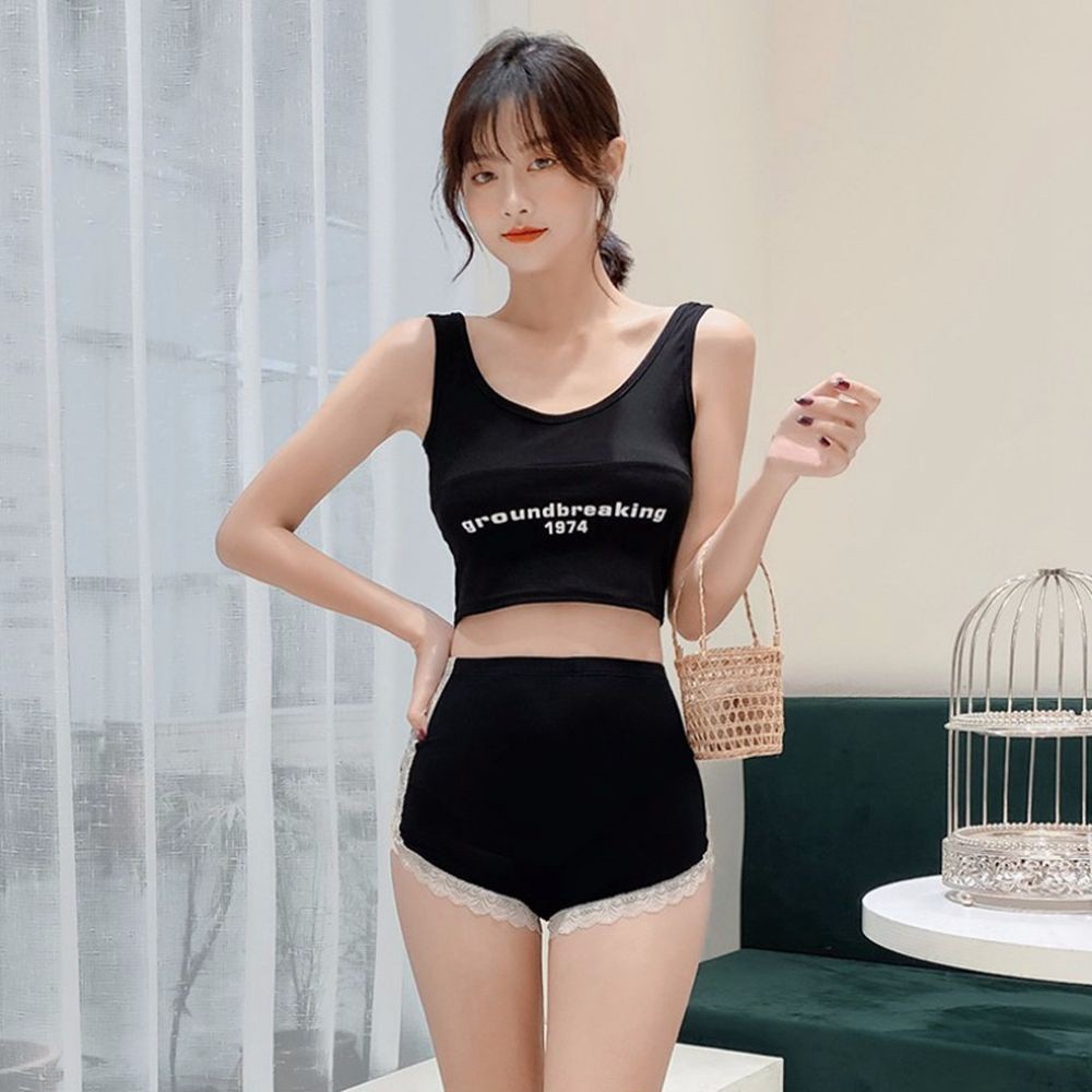 Quần Lót Boxer Lưng Vừa Co Giãn Bằng Polyester Phối Ren Nhiều Màu Thời Trang Mùa Hè Cho Nữ