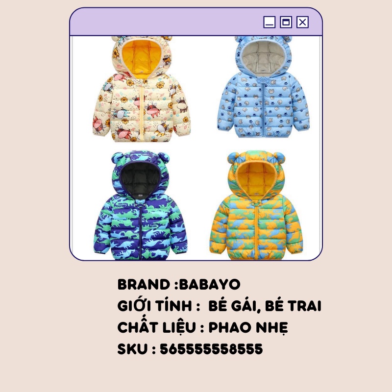 Áo phao cho bé trai gái tai gấu Quảng châu loại 1 cho trẻ 1-8 tuổi BADAYO 565555558555