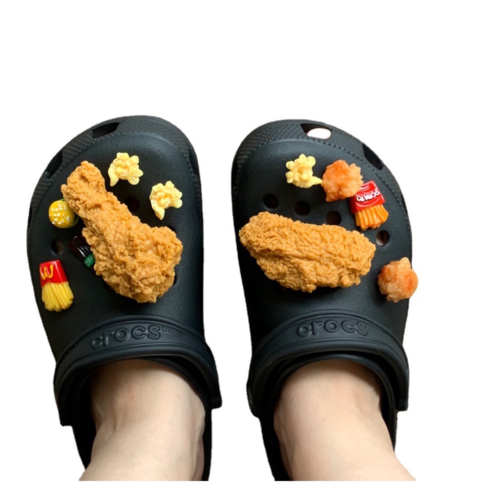 Bộ Phụ Kiện Ghim Trang Trí Giày Dép Hình Cánh Gà Rán Khoai Tây Hoạt Hình Cho Trẻ Em