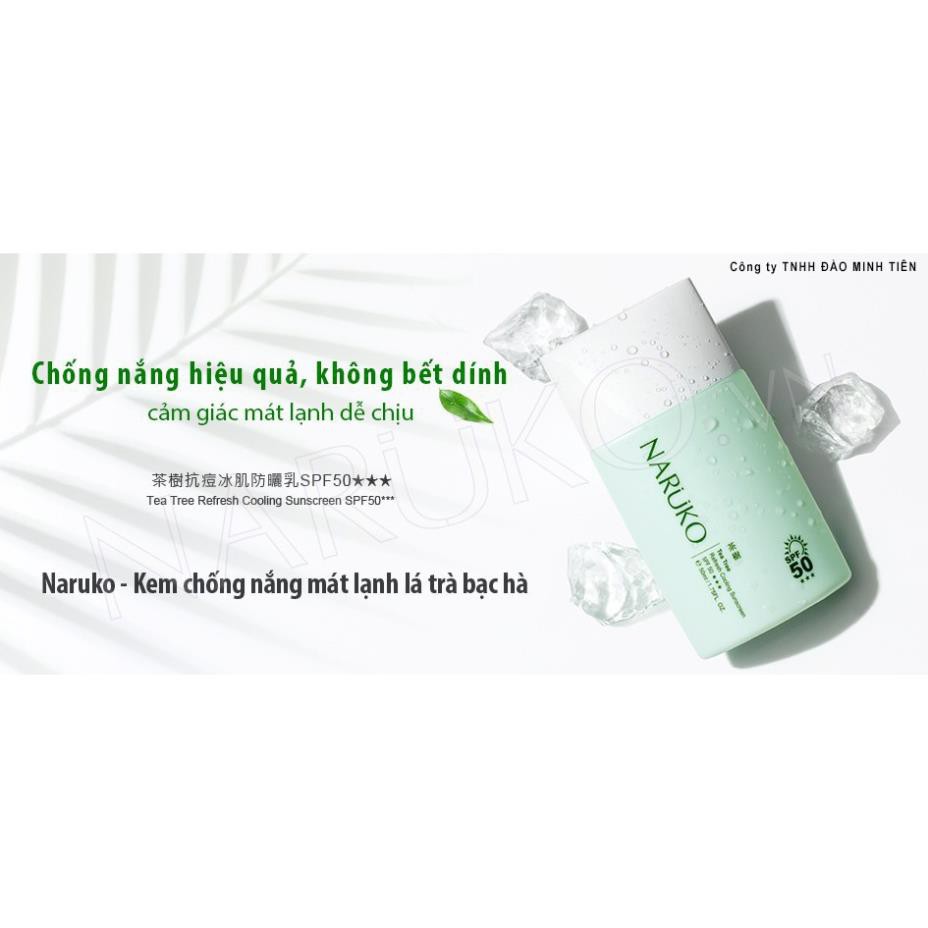 NARUKO - Kem Chống Nắng Tràm Trà Mát Lạnh SPF50 Tea Tree Refresh Cooling Sunscreen SPF50 50ml