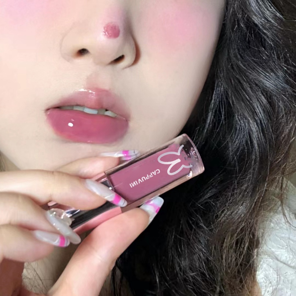 Son Bóng CAPPUVINI 3D Màu Nude Nhạt Mềm Mượt Nuôi Dưỡng Môi Chống Thấm Nước