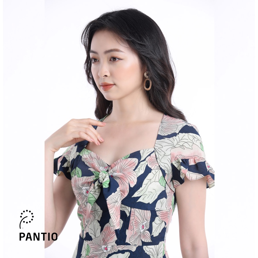 Đầm công sở hoạ tiết hoa dáng xoè FDC12590 - PANTIO