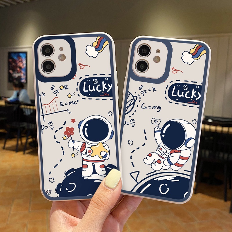 Ốp iphone Du hành Lucky ốp lưng vuông bảo vệ camera iphone 6 7 8 plus x xr xsmax 11 12 13pro max tr226