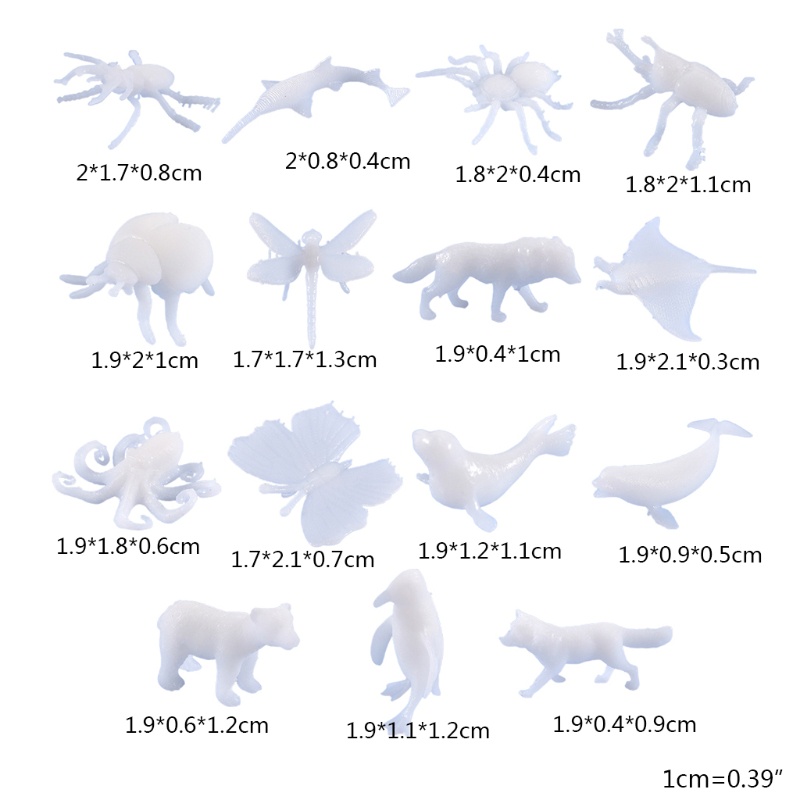 Set 15 Mô Hình Động Vật Bằng Nhựa Dùng Làm Trang Sức