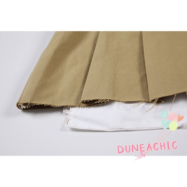 DUNEA Chân váy xếp ly lưng thấp phối thắt lưng quyến rũ thời trang dành cho nữ