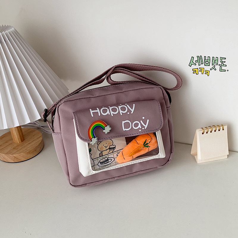 Túi Đeo Chéo Vải Canvas Thiết Kế Mới Thời Trang Theo Phong Cách Nhật Bản Cho Nữ