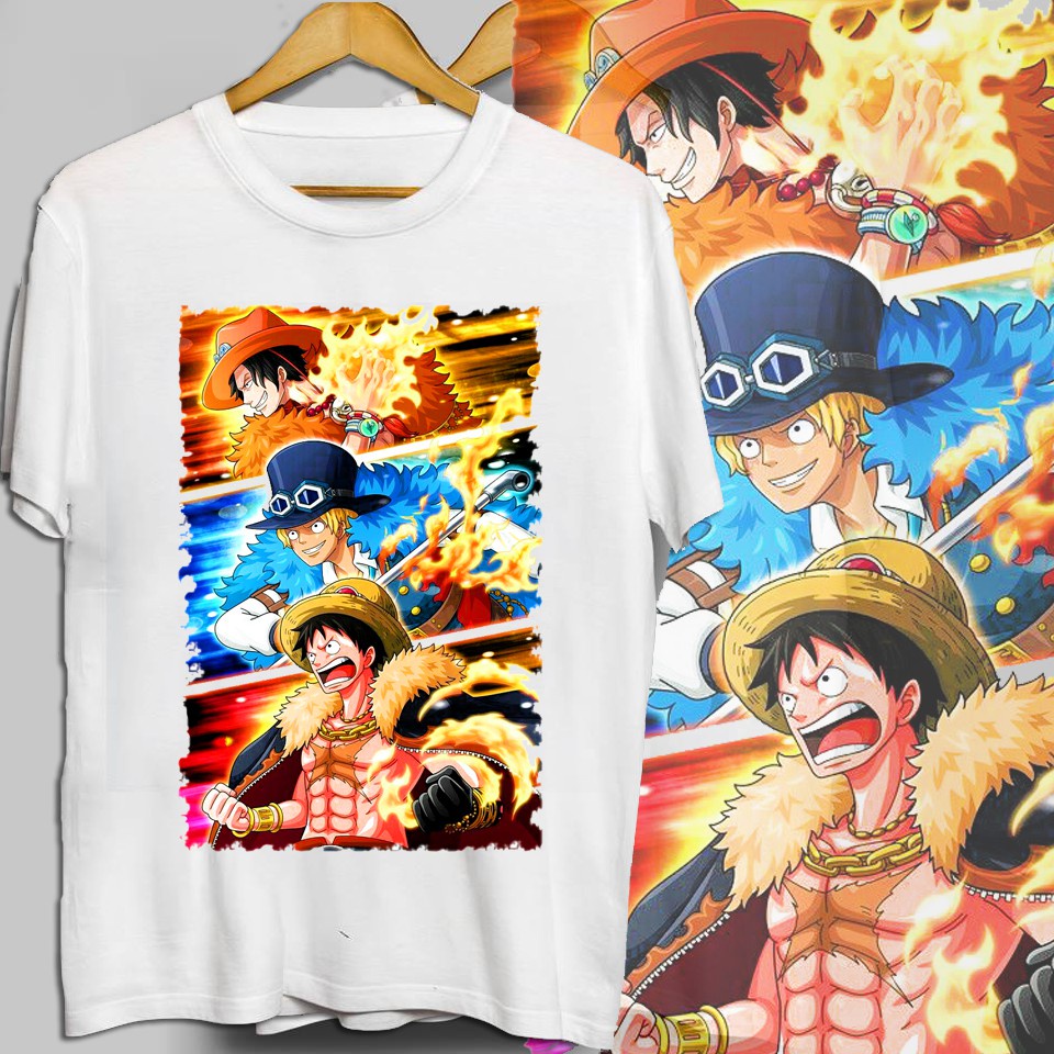 Áo One Piece [Đủ Size] Áo Thun in hình Luffy Zoro Ace One Piece Màu Trắng Cực Đẹp Vải Cotton | BigBuy360 - bigbuy360.vn