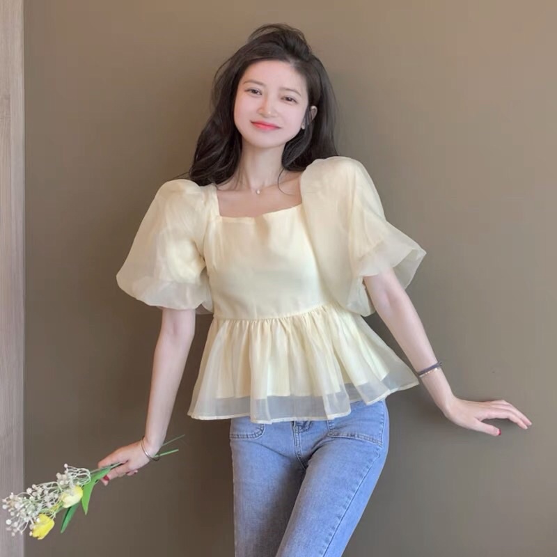 ÁO BABYDOLL CỔ VUÔNG TAY PHỒNG ULZZANG