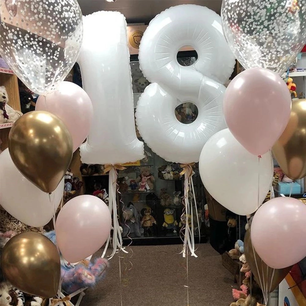 Bong Bóng Hình Hoa Cúc Trắng 40cm + 32 Inch Dùng Trang Trí Sinh Nhật / Đám Cưới / Valentine