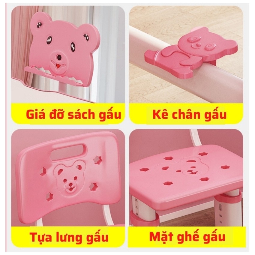 bàn ghế trẻ em chống gù chống cận phù hợp cho bé từ 3 đến 15 tuổi nâng hạ độ cao dễ dàng nghiêng mặt bàn