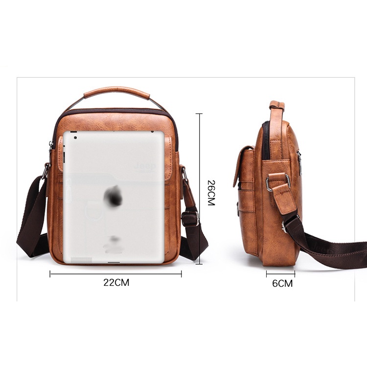 Túi da nam đeo chéo vai đưa thư công sở chống nước cao cấp KT 7x22x26cm