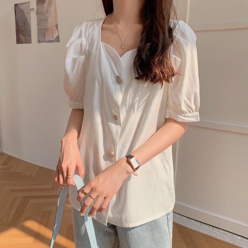 Áo NgắN Tay Cổ Vuông BằNg VảI chiffon JL-TX-395