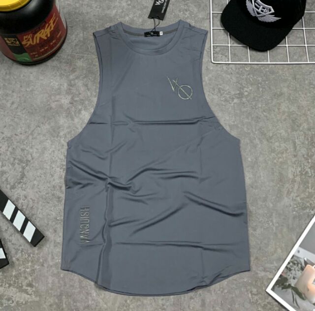 Tanktop ba lổ gym VQ thêu xịn đẹp thun lạnh mát mẽ