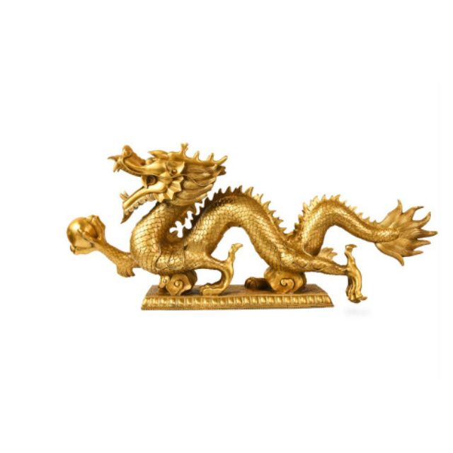 Tượng rồng bằng đồng thau cỡ nhỏ, cỡ tiểu tượng rồng cầm ngọc tượng rồng phong thủy