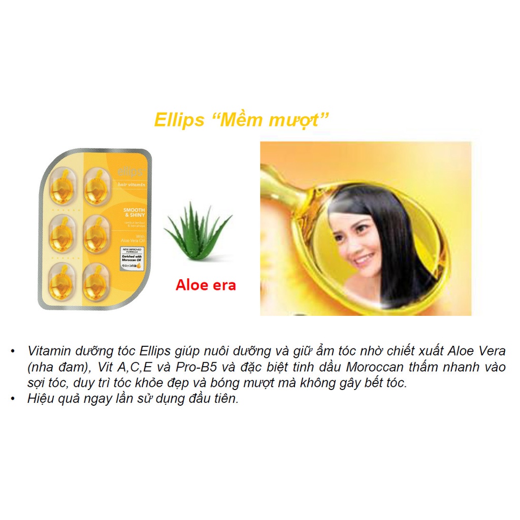 Viên dưỡng tóc Ellips - Serum chăm sóc, phục hồi tóc óng mượt với thành phần vitamin và tinh dầu tự nhiên