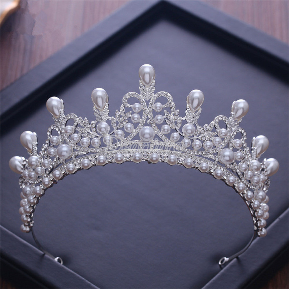 Retro Princess Pearl Crown Bridal Tiara Headdress
