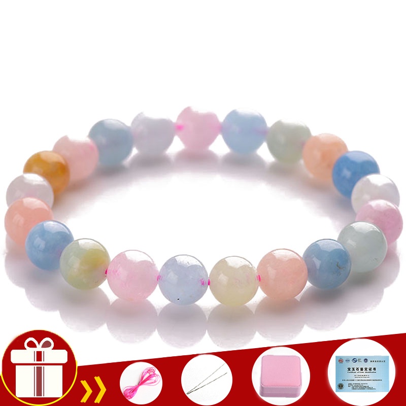 Vòng tay morganite tự nhiên với thạch anh, chất lượng cao cấp