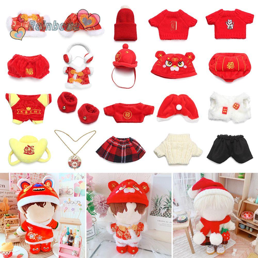 Trang phục tùy chọn vải cotton cho búp bê nhân dịp năm mới 20cm