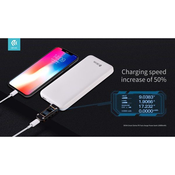 Pin dự phòng Devia 10.000 mAh sạc nhanh PD 18W chính hãng