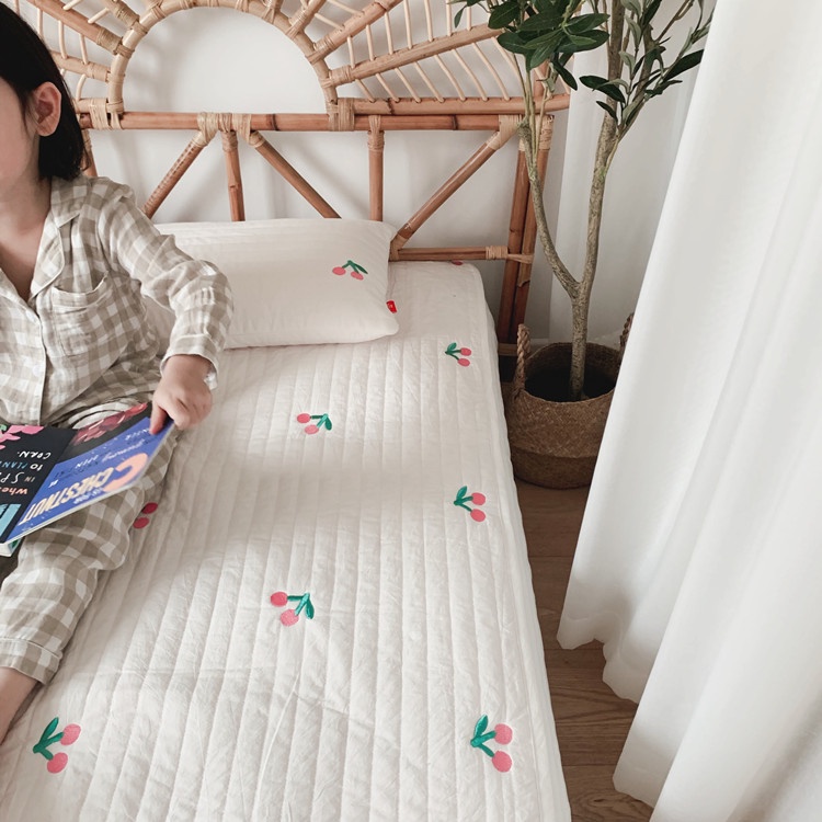 Topper nệm cho bé, tấm trải đệm organic cotton, tấm chống thấm cho bé 60x120cm