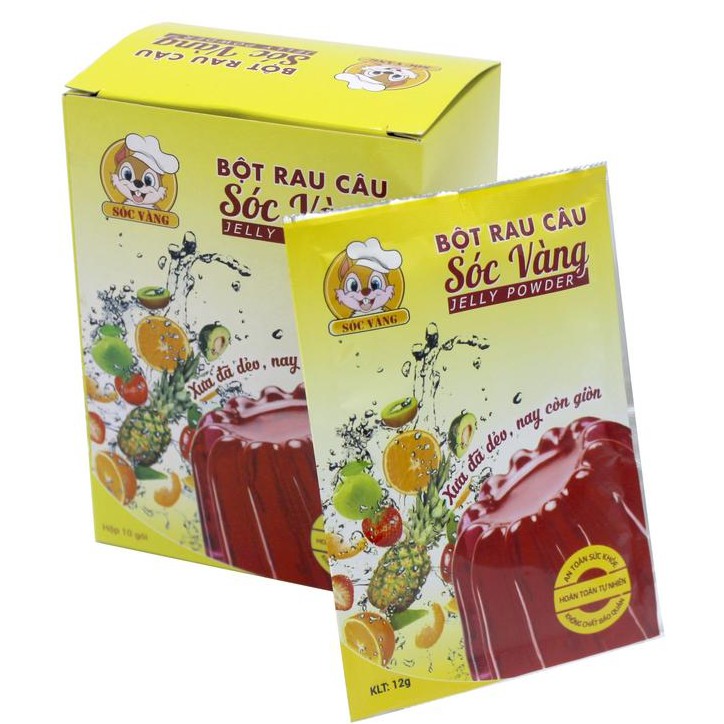 Bột Rau Câu Dẻo Sóc vàng hộp 120g (10 gói x 12g)